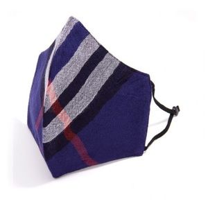 Plaid face mask Burberry style navy check